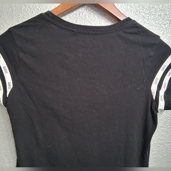Guess Black Fitted Polo Cap Sleeve Tee    Size S - Picture 14 of 15